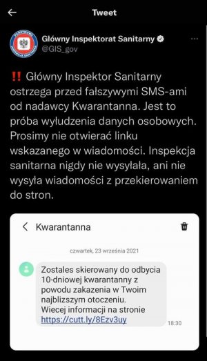 ostrzeżenie przed smsem