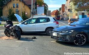 Wypadek z udziałem motocyklisty