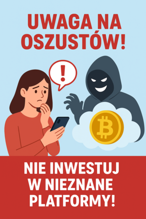 Uwaga na oszustów! Policjanci z Jeleniej Góry ostrzegają przed fałszywymi inwestycjami w kryptowaluty
