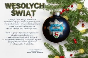 Życzenia Komendanta Miejskiego Policji w Jeleniej Górze z okazji Świąt Bożego Narodzenia