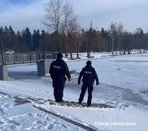 policjanci sprawdzają okolice stawów