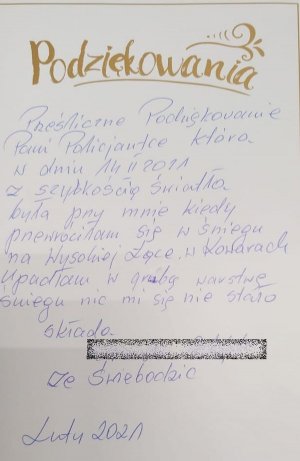 Podziękowania dla dzielnicowej z Kowar za pomoc