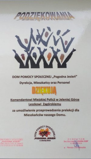 Podziękowanie dla Komendanta Miejskiego Policji w Jeleniej Górze